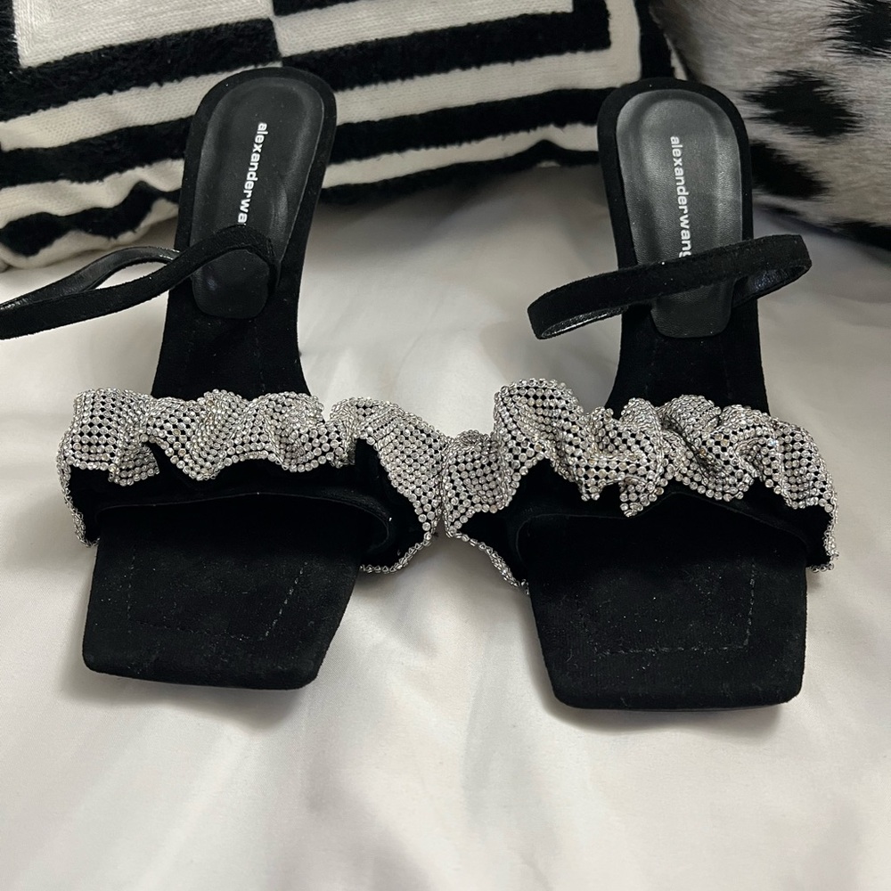Black Rhinestone Embellished Women's Sandals